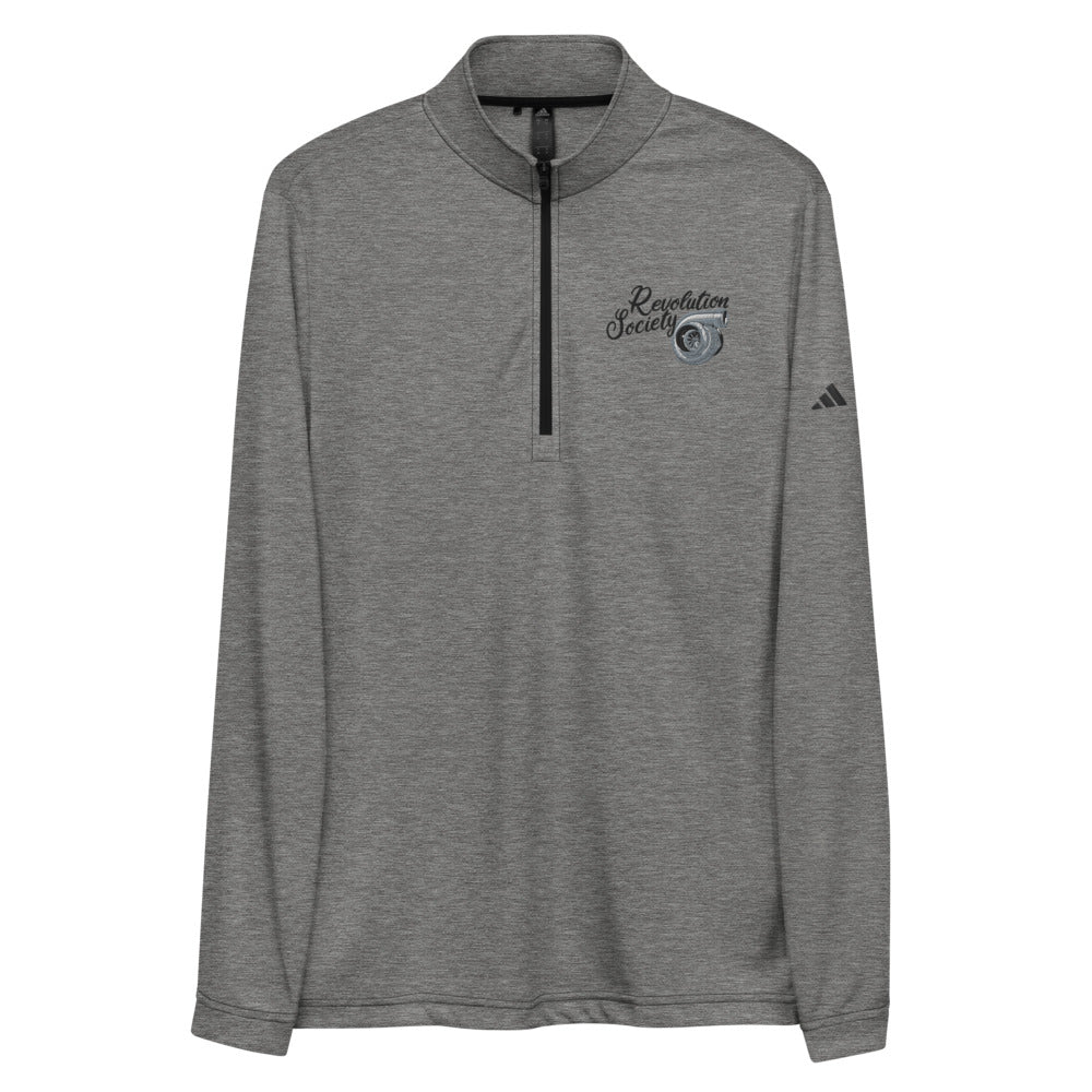 Sudadera unisex con cremallera de un cuarto de Adidas y logotipo bordado de Revolution Society