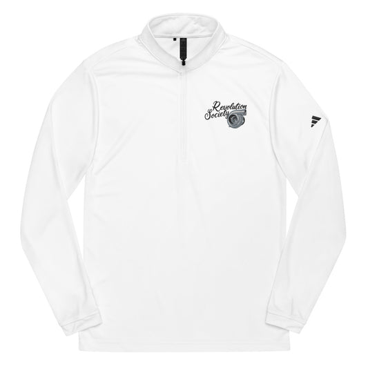 Sudadera unisex con cremallera de un cuarto de Adidas y logotipo bordado de Revolution Society