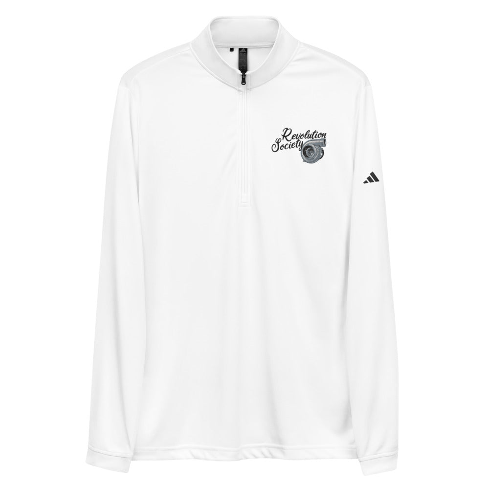 Sudadera unisex con cremallera de un cuarto de Adidas y logotipo bordado de Revolution Society