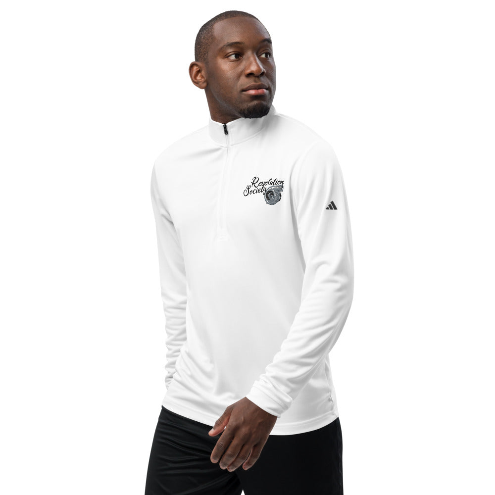 Sudadera unisex con cremallera de un cuarto de Adidas y logotipo bordado de Revolution Society